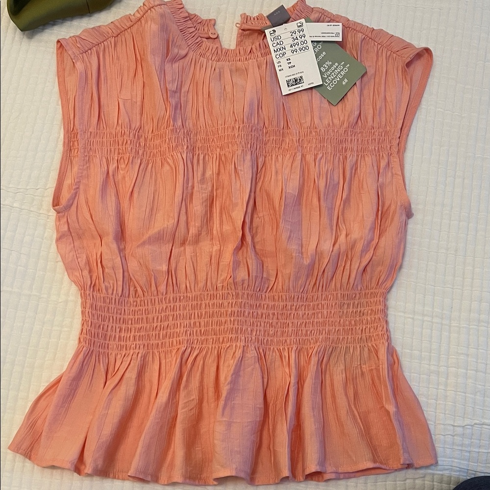 H&M Peach Smocked Blouse